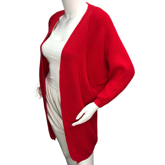 Lovers + Friends Sz XS Sweaters Lovers and Friends Red Ribbed Cardigan Oversized - Picture 5 of 15